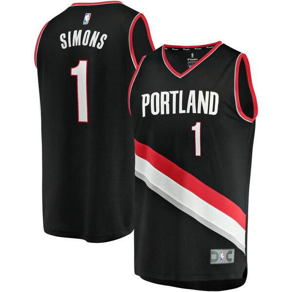 Maillot Portland Trail Blazers Homme Anfernee Simons 1 Icon Edition Noir
